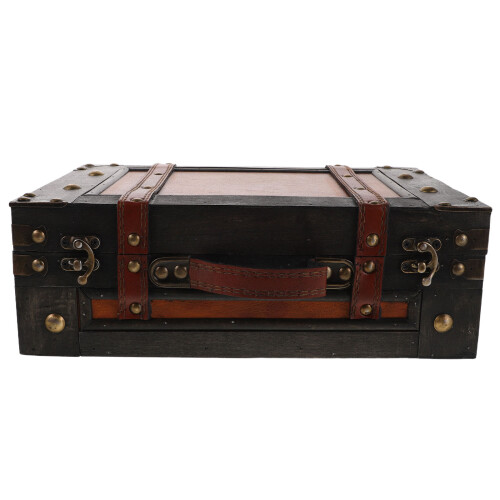 Wooden Treasure Chest With Handle For Keepsake Storage