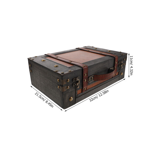 Wooden Treasure Chest With Handle For Keepsake Storage 1
