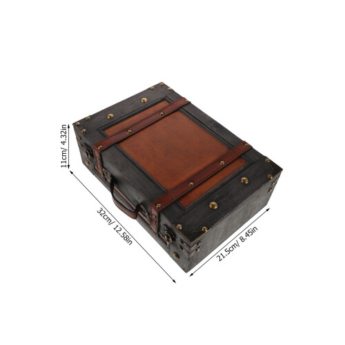 Wooden Treasure Chest With Handle For Keepsake Storage 2