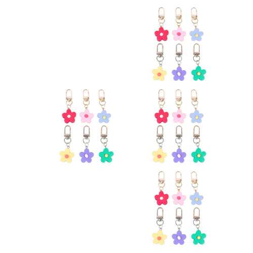 24 Pcs Flower Design Pendants Key Ring Bag Hanging Decorations 2