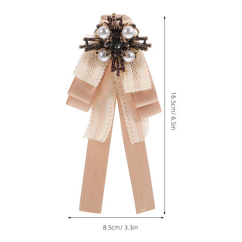 Beige Dames Strik Broche Met Metaal En Kant Design 1