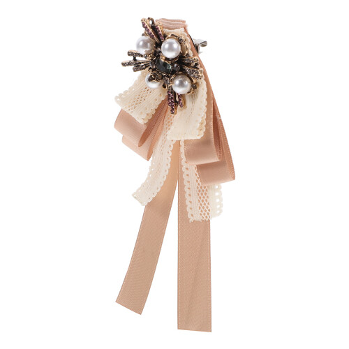 Beige Dames Strik Broche Met Metaal En Kant Design 2