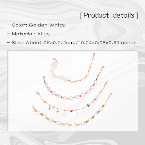 One Set Multi-Layer Alloy Anklet With Colorful Shell Beads 1
