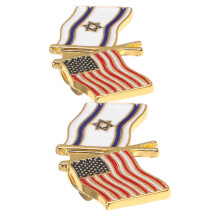 2Pcs Flag Us Flag Brooch National Lapel Pin Clothes Decor