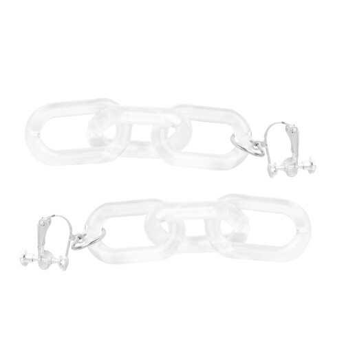 1 Pair Small Round Ring Chain Ear Clip Transparent