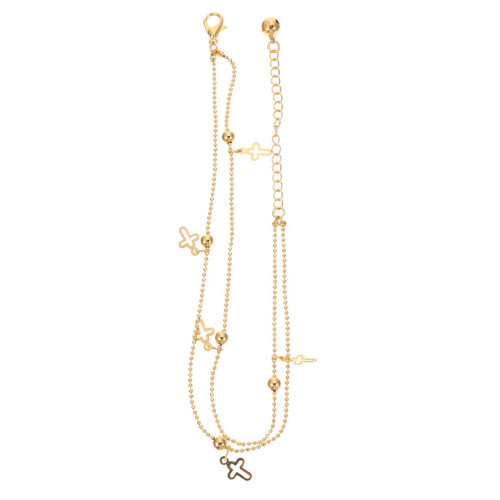 2 Pcs Double-Layer Durable Ankle Chain For Girls Golden 1