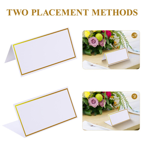 100 Pcs Bronzing Design Textured Table Tent Cards For Weddings 2