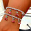 Cherry Dangle Anklet Bracelet For Women Rhinestone Adjustable 5