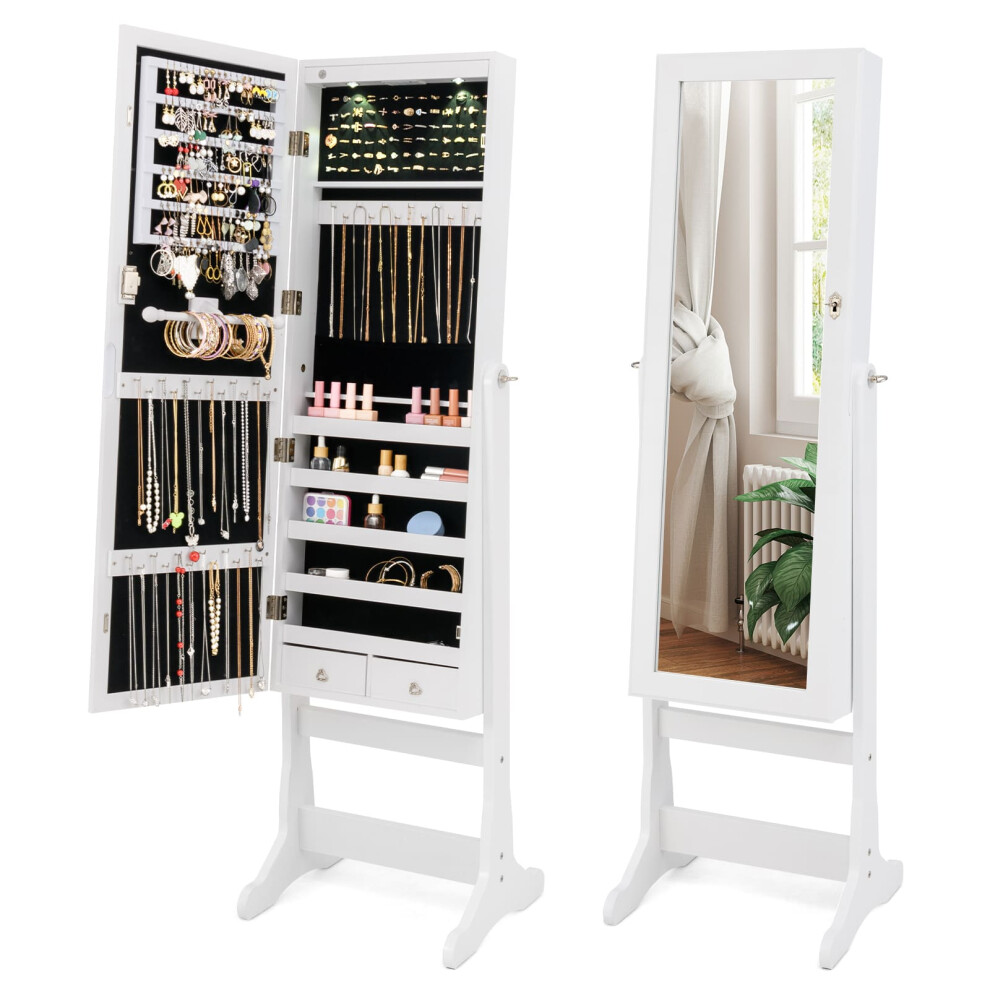 Casart Freestanding Jewellery Armoire Lockable Jewelry Organiser With Led Lights
