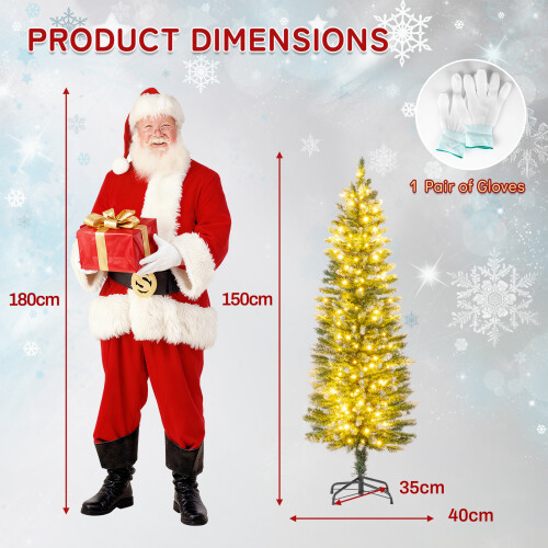 Costway 5 FT Pre-lit Snowy Christmas Tree With 150 Multi-colour Lights 280 Tips 1