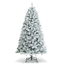 6 FT Snow Flocked Christmas Tree 600 Branch Tips Hinged Xmas Tree