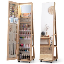 Jewellery Cabinet 360 Swivel Mirror Jewelry Shelves With Lights