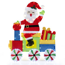 Pre-lit Santa on Train Christmas Decoration 2D Santa Claus Gift Boxes