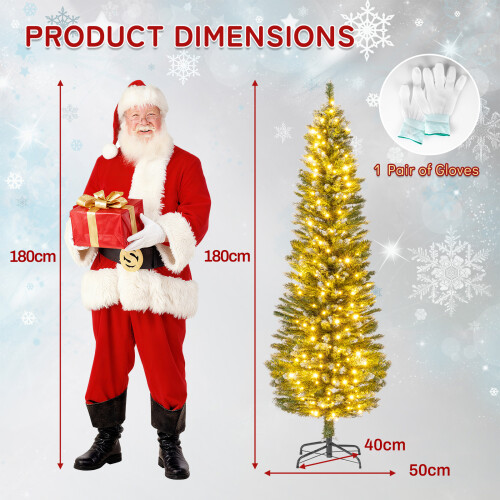 Costway 6 FT Pre-lit Snowy Christmas Tree With 250 Multi-colour Lights 368 Tips 1