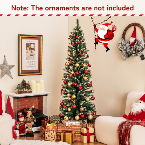 Costway 6 FT Pre-lit Snowy Christmas Tree With 250 Multi-colour Lights 368 Tips 2