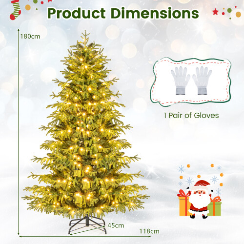 Costway 6 FT Pre-lit Artificial Christmas Tree With 746 Branch Tips 270 Lights 1