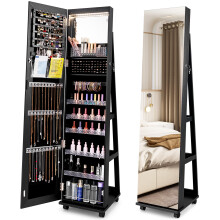 Jewellery Cabinet 360 Swivel Mirror Jewelry Shelves With Lights