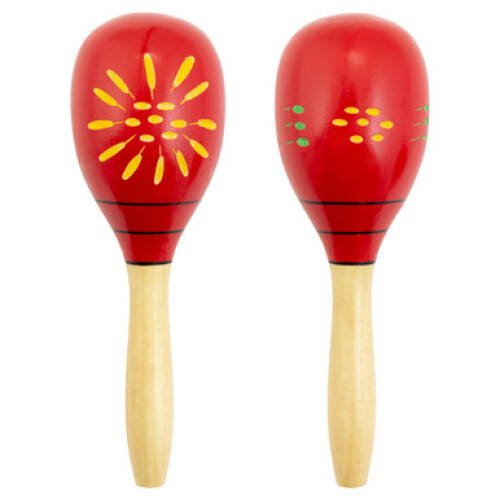 Tiger Decorated Red Wooden Maracas 1