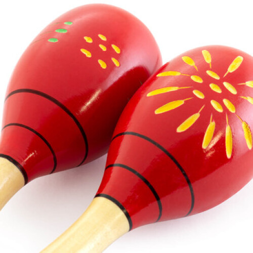 Tiger Decorated Red Wooden Maracas 2