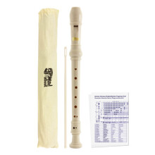 Descant Recorder - Three Piece, Beginners Recorder with Bag - White by