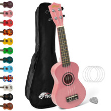 Tiger Soprano Beginners Ukulele with Gig Bag, Felt Pick & Aquila