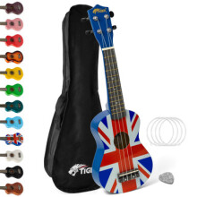 Tiger UKE10-UK Union Jack Soprano Ukulele with Bag, Felt Pick & Spare