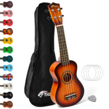 Tiger Soprano Beginner Ukulele with Gig Bag, Felt Pick Aquila Strings