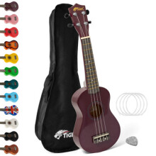 Tiger Soprano Beginners Ukulele with Gig Bag, Felt Pick, Aquila