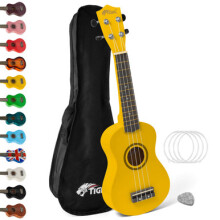 Tiger Soprano Beginners Ukulele with Gig Bag, Felt Pick & Aquila