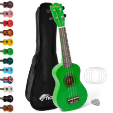 Tiger Soprano Beginners Ukulele with Gig Bag, Felt Pick & Aquila