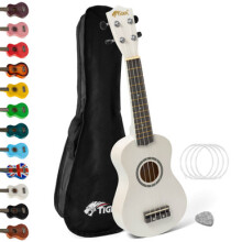 Tiger Soprano Beginners Ukulele with Gig Bag, Felt Pick & Aquila