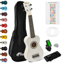 Tiger Soprano Ukulele Beginners Pack - Tuner, Strap, Bag, Pick,
