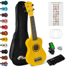 Tiger Soprano Ukulele Beginners Pack - Tuner, Strap, Bag, Pick,