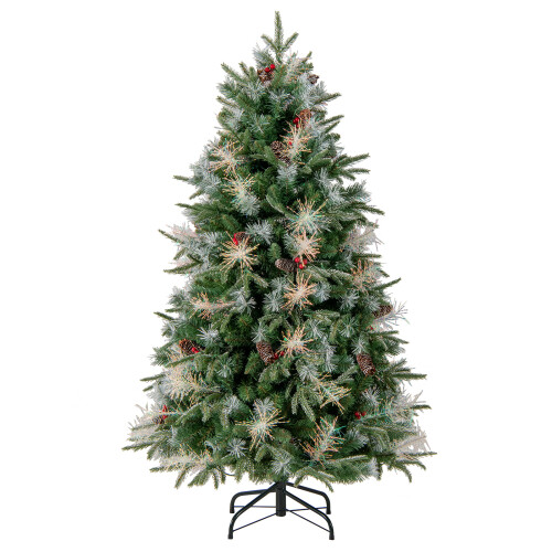 Costway 5 FT/92cm Pre-lit Christmas Tree With 602 Branch Tips 26 Pine Cones 1