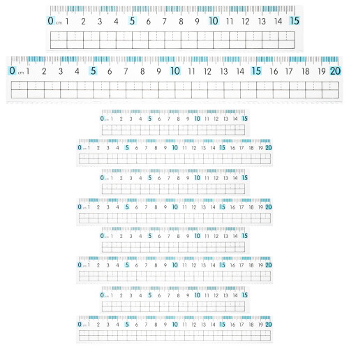 10 Unidades Régua Plástico 15 E 20 Cm Transparente Com Borda Ondulada