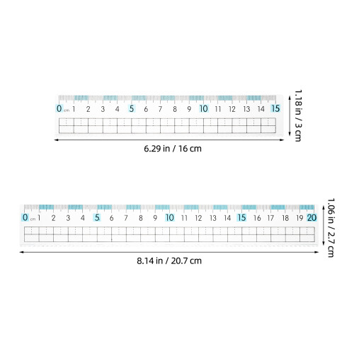 10 Unidades Régua Plástico 15 E 20 Cm Transparente Com Borda Ondulada 1