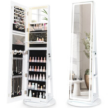 360Swivel Jewellery Cabinet with LED Lights Folding Makeup Shelf