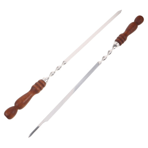 2Pcs Espetos Kabob: Aço Inoxidável Com Madeira