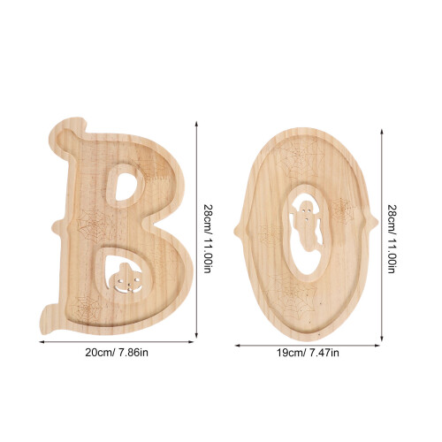 1Set Halloween Serviertablett Holz Boo Buchstabenform Snacks Und 1