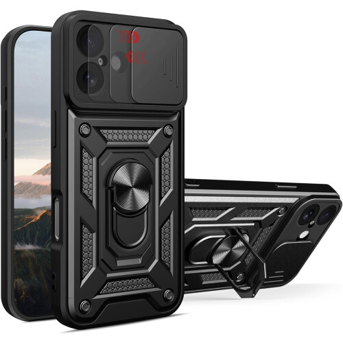 (Iphone 17, Black) For Iphone 17 Shockproof Case with Camera Lens Protection