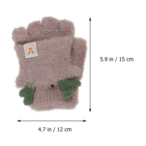 1 Par Barns Varmvårdande Hälftfingrar Handskar (Khaki Älg) 1