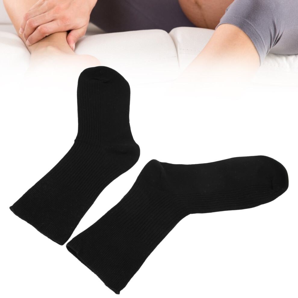 Black Diabetic Foot Care Socks Non-Binding Cotton Ankle For Elderly & Pregnant