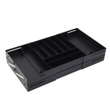 Foldable Black Desk Organizer Tray, Multi-Level Expandable Plastic