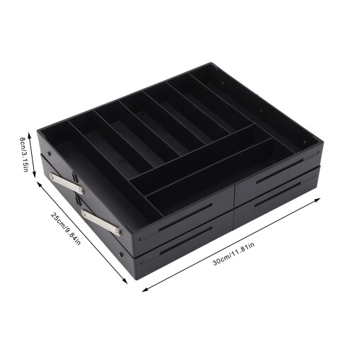 Foldable Black Desk Organizer Tray, Multi-Level Expandable Plastic 1