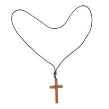 2Pcs Natural Wooden Cross Pendant Necklaces For Women Men
