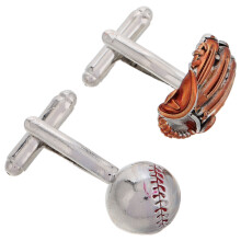 One Pair Of Baseball-Themed Metal Cufflinks For Men Suit Accessory