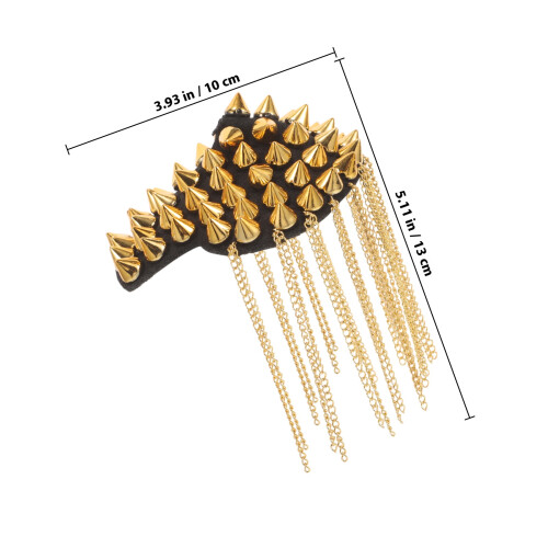 2Pcs Tassel Epaulettes Replacement Costume Chain Rivet Decor 1