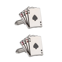 2Pcs Men Poker Cufflinks Playing Cards For White Shirt Wedding