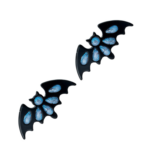 One Pair Halloween Bat Earrings Glitter Ear Studs Party Dangler 1