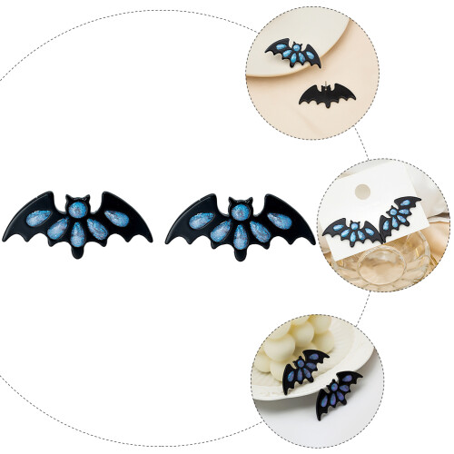 One Pair Halloween Bat Earrings Glitter Ear Studs Party Dangler 2